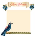 Merry Christmas Happy New Year 2024 Decoration Christmas berry plant, ribbon, birds flowers wreath, border, sales, set scrapbook Royalty Free Stock Photo