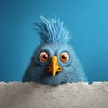 Blue Mohawk Bird: A Humorous Zbrush Style Figurine With Detailed Character Expressions