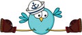 Blue bird with a sailor hat