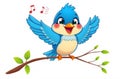 Blue Bird Singing At A Branch At 9-12-2024 Royalty Free Stock Photo
