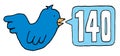 Blue bird twitting 140 characters