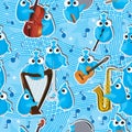 Blue Birds Instrument Seamless Pattern_eps