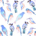 Blue birds in mosaic effect