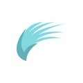 Blue birds wing icon, flat style