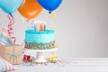 Blue Birthday Cake Royalty Free Stock Photo