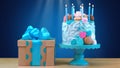 Blue birthday celebration showstopper cake