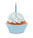 Blue birthday cupcake Royalty Free Stock Photo