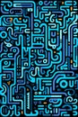 A blue and black abstract geometric pattern, abstract circuitry pattern - generative AI