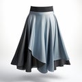 Blue And Black Asymmetrical Skirt: Smooth And Shiny Troubadour Style