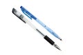 Blue and black ball pens isolated on white background Royalty Free Stock Photo