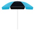 Blue and black beach umbrella isolated on white background with clipping path Royalty Free Stock Photo