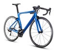Blue black carbon racing sport road bike bicycle racer isolated Royalty Free Stock Photo