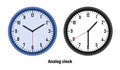 blue and black color Analog clock time.10-10, 01-30. with white background. vector Royalty Free Stock Photo