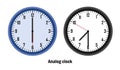 blue and black color Analog clock time.06-00, 07-30. with white background. Royalty Free Stock Photo