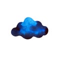 Blue black dark cloud sky art watercolor painting illustration design drawing nature weather icon logo sign symbol on white