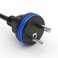 Blue and black electrical plug isolated on transparent background Royalty Free Stock Photo