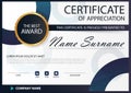 Blue black Elegance horizontal Circle certificate with Vector illustration ,white frame certificate template with clean and modern Royalty Free Stock Photo
