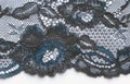 Blue and black flowers lace material texture macro shot Royalty Free Stock Photo