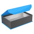 Blue and black gift box. Open jewelry box with magnetic clasp. Vector illustration isolated