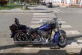 Blue and black Harley Davidson in Lima