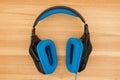 Blue and black headset with microphone Royalty Free Stock Photo