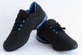 Blue and black leather sneakers Royalty Free Stock Photo