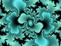 Blue black leaves flowery galaxy fractal phosphorescent shapes pattern, lines abstract texture and design Royalty Free Stock Photo
