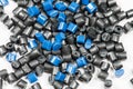 Blue and black polymer resin on white Royalty Free Stock Photo