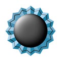 Blue and Black Ruffled Badge - Pleated Award Seal