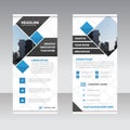 Blue black Square Business Roll Up Banner flat design template ,Abst