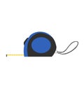 Blue and black tape measure tool side view. Precision measurement equipment for construction vector illustration Royalty Free Stock Photo