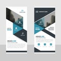 Blue black triangle Business Roll Up Banner flat design template ,Abstract Geometric banner template Vector illustration set, Royalty Free Stock Photo