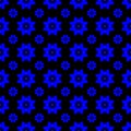 Blue on black with two different sized stars with squares and circles seamless repeat pattern background Royalty Free Stock Photo