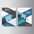 Blue black Vector annual report Leaflet Brochure Flyer template design, book cover layout design Royalty Free Stock Photo