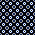 Blue, Black And White Abstract Seamless Circle Pattern Background