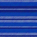 Blue black and white rug woven striped fabric seamless pattern, vector Royalty Free Stock Photo