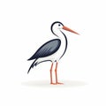 Cute White Stork Icon: Minimalistic 2d Vector Illustration