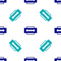 Blue Blade razor icon isolated seamless pattern on white background. Vector Royalty Free Stock Photo