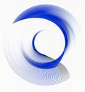 The blue blades of the abstract propeller are arranged in a spiral, creating a circular frame on a white background.
