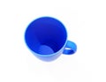 Blue blank enamel mug on bright floor. 3d rendering Royalty Free Stock Photo