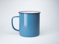 Blue blank enamel mug. 3d rendering Royalty Free Stock Photo