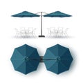 Blue Blank Patio Double Outdoor Bar Pub Restaurant Round Parasol