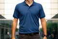 Blue blank polo t-shirt on human body for graphic design mock up Royalty Free Stock Photo