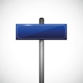 Blue blank single direction signpost sign