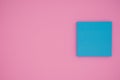 Blue blank sticky notes on pink background. Place for text. Stationery template Royalty Free Stock Photo