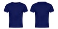 Blue Blank T-shirt Front and Back