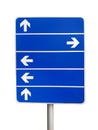 Blue blank traffic sign on isolated white background. Royalty Free Stock Photo