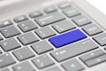 Blue blank white enter key on keyboard background visual for word replacement Royalty Free Stock Photo