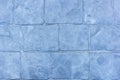 Blue block building wall background.