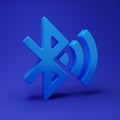 Blue Bluetooth connected icon isolated on blue background. Minimalism concept. 3D render illustration Royalty Free Stock Photo